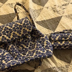 Vera Bradley Blue and Cream Floral Backpack